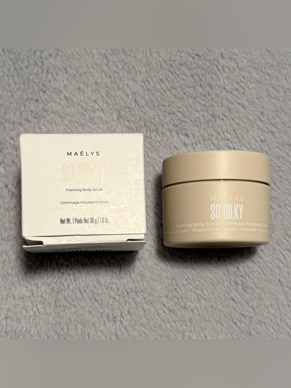 5/$25 🎆 NIB MAËLYS SO-SILKY Foaming Body Scrub 1 oz